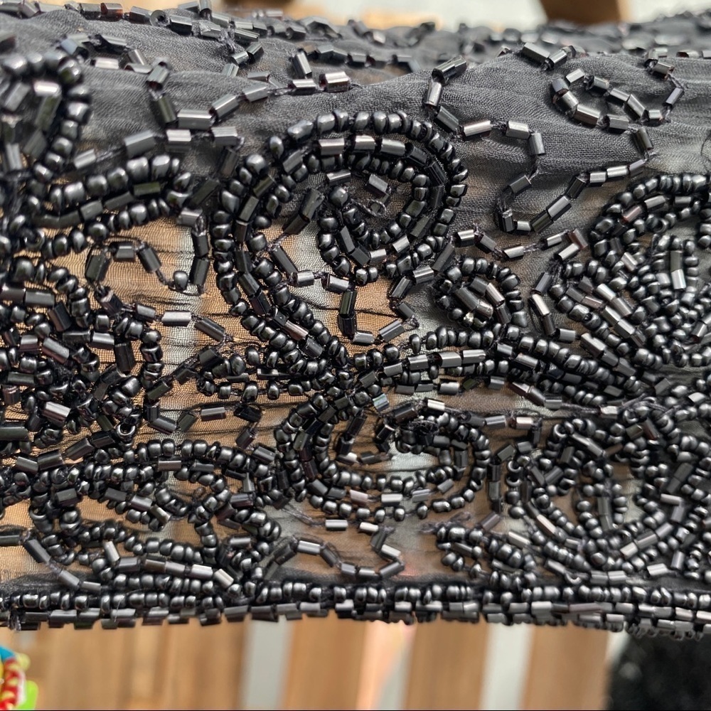 Vest sparkling sequins pearl black hand made mesh L - Picture 7 of 7